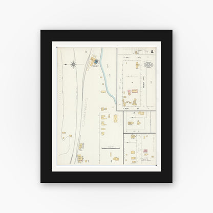 Old map wall art mockup — black gallery frame with white mat — Sanborn Fire Insurance Map from Carlton, Carlton County, Minnesota (1901), Sheet #0002
