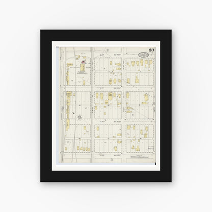 Old map wall art mockup — black gallery frame with white mat — Sanborn Fire Insurance Map from Ashland, Ashland County, Wisconsin (1895), Sheet #0020