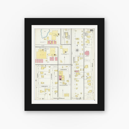 Old map wall art mockup — black gallery frame with white mat — Sanborn Fire Insurance Map from Paris, Lamar County, Texas (1902), Sheet #0022