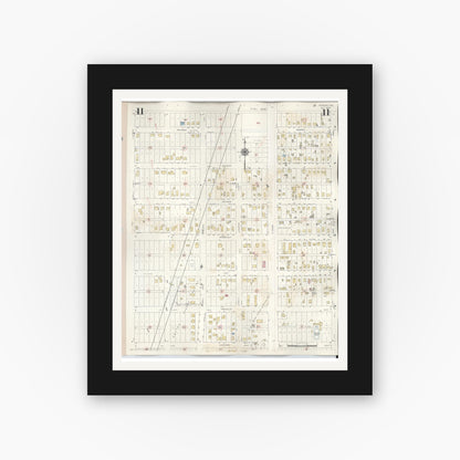 Old map wall art mockup — black gallery frame with white mat — Sanborn Fire Insurance Map from Borger, Hutchinson County, Texas (1950), Sheet #0011