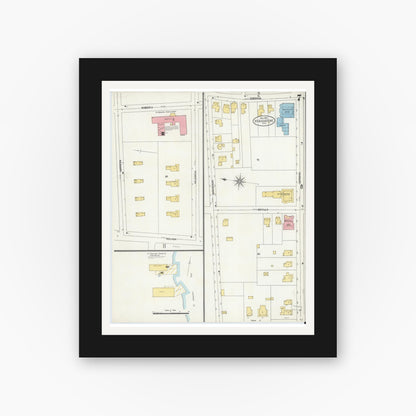 Old map wall art mockup — black gallery frame with white mat — Sanborn Fire Insurance Map from Saint Augustine, Saint John's County, Florida (1904), Sheet #0007
