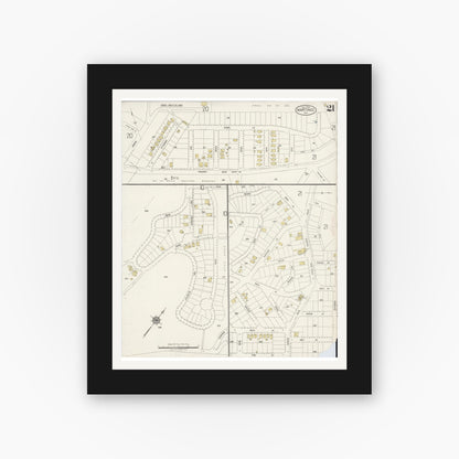 Old map wall art mockup — black gallery frame with white mat — Sanborn Fire Insurance Map from Martinez, Contra Costa County, California (1920), Sheet #0021