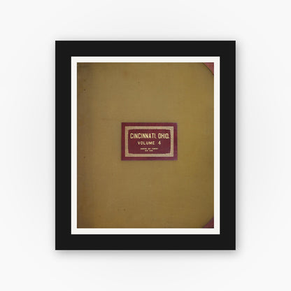 Old map wall art mockup — black gallery frame with white mat — Sanborn Fire Insurance Map from Cincinnati, Hamilton County, Ohio (1949), Sheet #0001