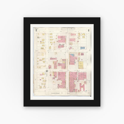 Old map wall art mockup — black gallery frame with white mat — Sanborn Fire Insurance Map from Mission, Hidalgo County, Texas (1949), Sheet #0002