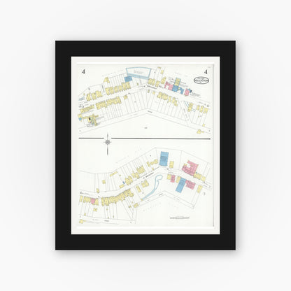 Old map wall art mockup — black gallery frame with white mat — Sanborn Fire Insurance Map from Mauch Chunk, Carbon County, Pennsylvania (1930), Sheet #0004