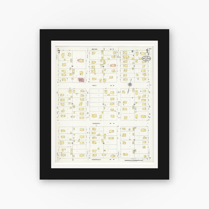 Old map wall art mockup — black gallery frame with white mat — Sanborn Fire Insurance Map from Willmar, Kandiyohi County, Minnesota (1925), Sheet #0007