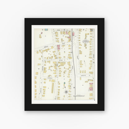 Old map wall art mockup — black gallery frame with white mat — Sanborn Fire Insurance Map from Ossining, Westchester County, New York (1903), Sheet #0011