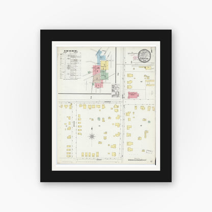 Old map wall art mockup — black gallery frame with white mat — Sanborn Fire Insurance Map from Flemington, Hunterdon County, New Jersey (1896) - Complete Map Set