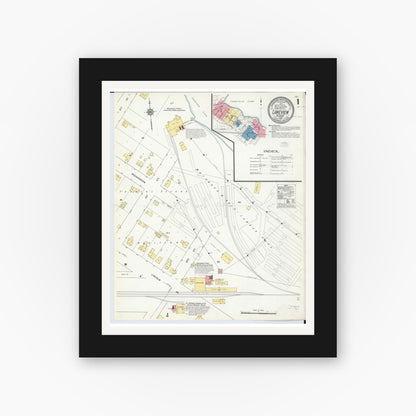 Old map wall art mockup — black gallery frame with white mat — Sanborn Fire Insurance Map from Lakeview, Montcalm County, Michigan (1911) - Complete Map Set
