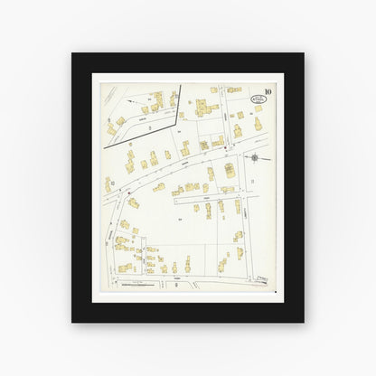 Old map wall art mockup — black gallery frame with white mat — Sanborn Fire Insurance Map from Athol, Worcester County, Massachusetts (1917), Sheet #0010