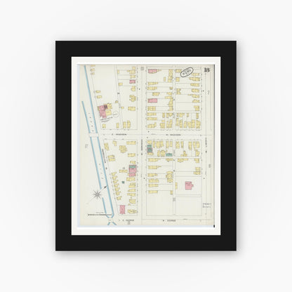 Old map wall art mockup — black gallery frame with white mat — Sanborn Fire Insurance Map from Rome, Oneida County, New York (1894), Sheet #0018
