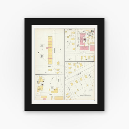 Old map wall art mockup — black gallery frame with white mat — Sanborn Fire Insurance Map from Wilson, Wilson County, North Carolina (1903), Sheet #0010