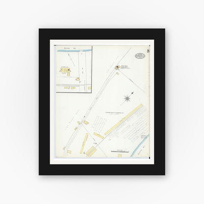 Old map wall art mockup — black gallery frame with white mat — Sanborn Fire Insurance Map from Munising, Alger County, Michigan (1906), Sheet #0005