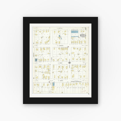 Old map wall art mockup — black gallery frame with white mat — Sanborn Fire Insurance Map from Mishawaka, Saint Joseph County, Indiana (1913), Sheet #0007