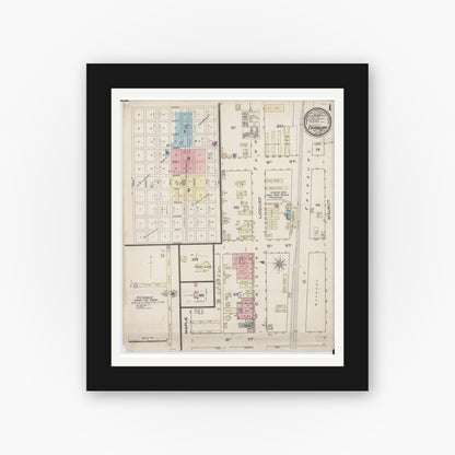Old map wall art mockup — black gallery frame with white mat — Sanborn Fire Insurance Map from Fairbury, Livingston County, Illinois (1885) - Complete Map Set