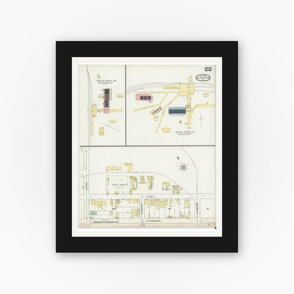 Old map wall art mockup — black gallery frame with white mat — Sanborn Fire Insurance Map from Hazleton, Luzerne County, Pennsylvania (1895), Sheet #0022