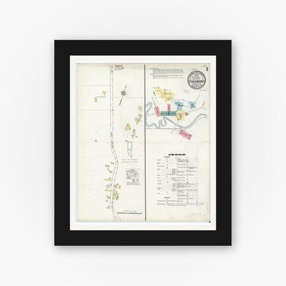 Old map wall art mockup — black gallery frame with white mat — Sanborn Fire Insurance Map from Stockbridge, Berkshire County, Massachusetts (1911) - Complete Map Set