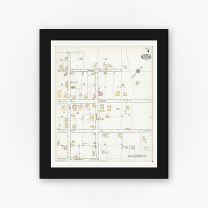 Old map wall art mockup — black gallery frame with white mat — Sanborn Fire Insurance Map from Blacksburg, Montgomery County, Virginia (1921), Sheet #0004