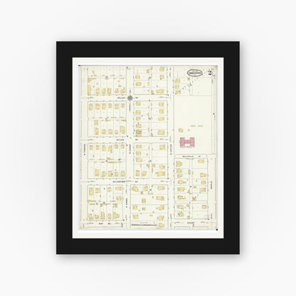 Old map wall art mockup — black gallery frame with white mat — Sanborn Fire Insurance Map from Christopher, Franklin County, Illinois (1916), Sheet #0002