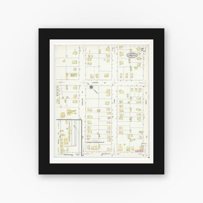 Old map wall art mockup — black gallery frame with white mat — Sanborn Fire Insurance Map from Dunellen, Middlesex County, New Jersey (1910), Sheet #0002