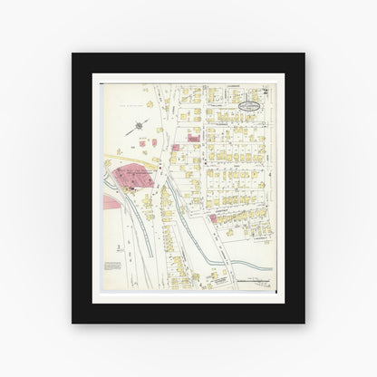 Old map wall art mockup — black gallery frame with white mat — Sanborn Fire Insurance Map from East Liverpool, Columbiana County, Ohio (1913), Sheet #0002