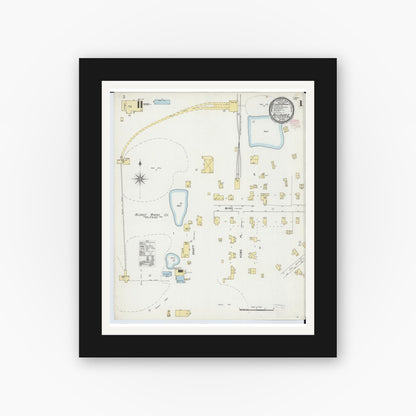 Old map wall art mockup — black gallery frame with white mat — Sanborn Fire Insurance Map from Allouez, Keweenaw And Houghton Counties, Michigan (1895) - Complete Map Set