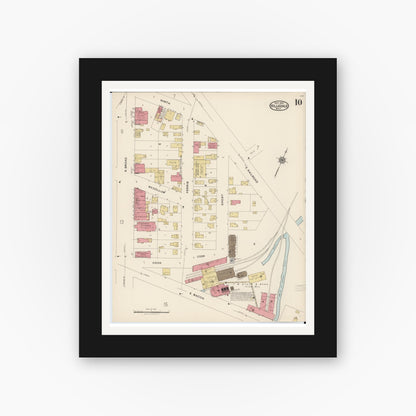 Old map wall art mockup — black gallery frame with white mat — Sanborn Fire Insurance Map from Hillsdale, Hillsdale County, Michigan (1922), Sheet #0010