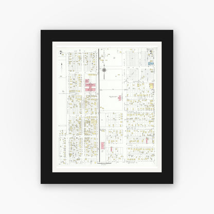 Old map wall art mockup — black gallery frame with white mat — Sanborn Fire Insurance Map from Borger, Hutchinson County, Texas (1940), Sheet #0007