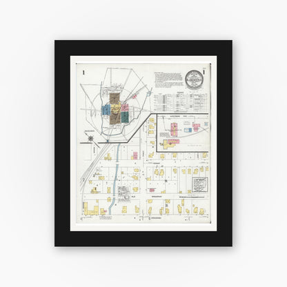Old map wall art mockup — black gallery frame with white mat — Sanborn Fire Insurance Map from Blanchester, Clinton County, Ohio (1925) - Complete Map Set