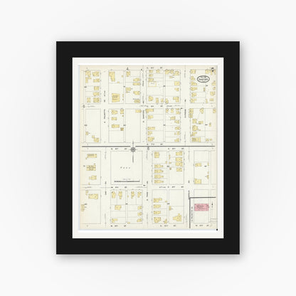 Old map wall art mockup — black gallery frame with white mat — Sanborn Fire Insurance Map from Sanford, Seminole County, Florida (1912), Sheet #0007