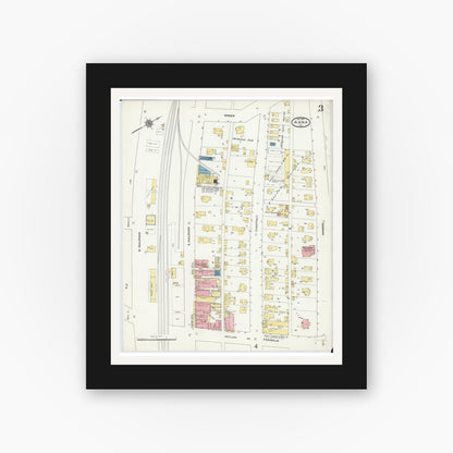 Old map wall art mockup — black gallery frame with white mat — Sanborn Fire Insurance Map from Anna, Union County, Illinois (1910), Sheet #0003