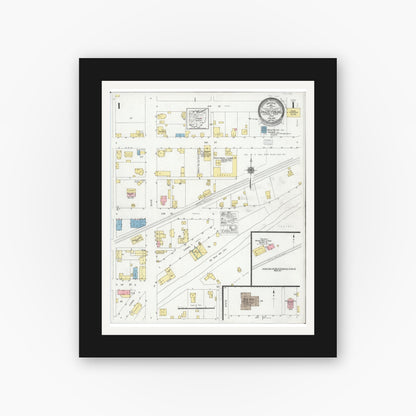 Old map wall art mockup — black gallery frame with white mat — Sanborn Fire Insurance Map from Frazeysburg, Muskingum County, Ohio (1928) - Complete Map Set