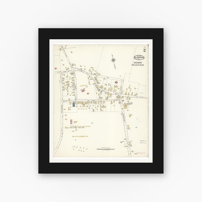 Old map wall art mockup — black gallery frame with white mat — Sanborn Fire Insurance Map from Allentown, Monmouth County, New Jersey (1922), Sheet #0002