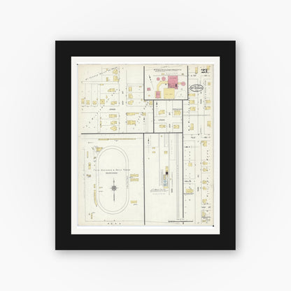 Old map wall art mockup — black gallery frame with white mat — Sanborn Fire Insurance Map from Mount Vernon, Jefferson County, Illinois (1913), Sheet #0023