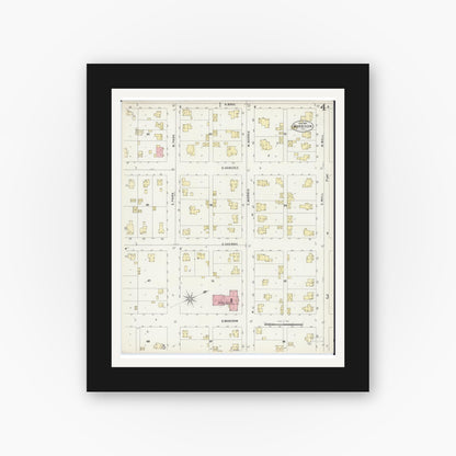 Old map wall art mockup — black gallery frame with white mat — Sanborn Fire Insurance Map from Morrison, Whiteside County, Illinois (1897), Sheet #0004
