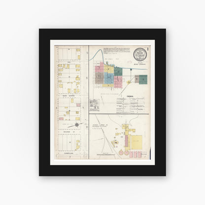 Old map wall art mockup — black gallery frame with white mat — Sanborn Fire Insurance Map from Pittsburg, Contra Costa County, California (1911) - Complete Map Set