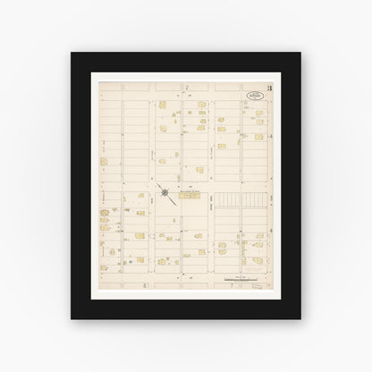 Old map wall art mockup — black gallery frame with white mat — Sanborn Fire Insurance Map from Burbank, Los Angeles County, California (1918), Sheet #0003