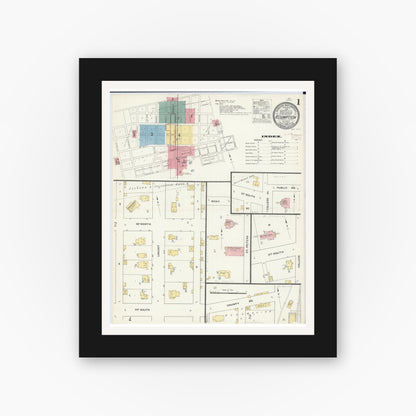 Old map wall art mockup — black gallery frame with white mat — Sanborn Fire Insurance Map from Assumption, Christian County, Illinois (1909) - Complete Map Set