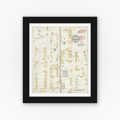 Old map wall art mockup — black gallery frame with white mat — Sanborn Fire Insurance Map from Carrolltown, Cambria County, Pennsylvania (1903), Sheet #0001