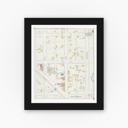 Old map wall art mockup — black gallery frame with white mat — Sanborn Fire Insurance Map from Genoa, Ottawa County, Ohio (1893), Sheet #0002