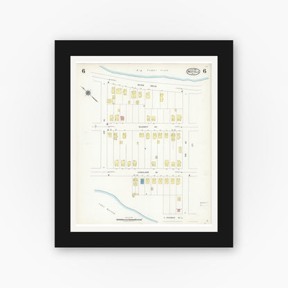 Old map wall art mockup — black gallery frame with white mat — Sanborn Fire Insurance Map from Westville, Gloucester County, New Jersey (1926), Sheet #0006