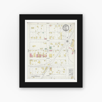 Old map wall art mockup — black gallery frame with white mat — Sanborn Fire Insurance Map from Chapin, Morgan County, Illinois (1898) - Complete Map Set