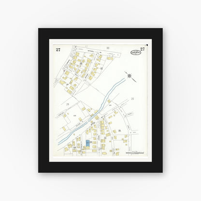 Old map wall art mockup — black gallery frame with white mat — Sanborn Fire Insurance Map from Carbondale, Lackawanna County, Pennsylvania (1923), Sheet #0027