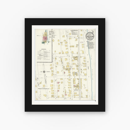 Old map wall art mockup — black gallery frame with white mat — Sanborn Fire Insurance Map from Emlenton, Venango County, Pennsylvania (1910) - Complete Map Set