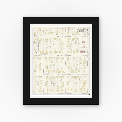 Old map wall art mockup — black gallery frame with white mat — Sanborn Fire Insurance Map from Two Rivers, Manitowoc County, Wisconsin (1913), Sheet #0002