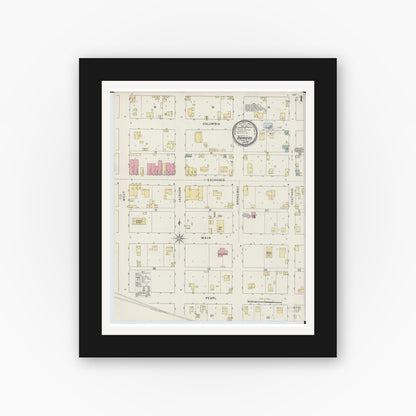 Old map wall art mockup — black gallery frame with white mat — Sanborn Fire Insurance Map from Danvers, McLean County, Illinois (1894) - Complete Map Set