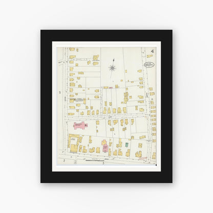 Old map wall art mockup — black gallery frame with white mat — Sanborn Fire Insurance Map from Cobleskill, Schoharie County, New York (1904), Sheet #0004