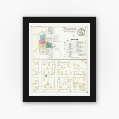 Old map wall art mockup — black gallery frame with white mat — Sanborn Fire Insurance Map from Rolla, Phelps County, Missouri (1910) - Complete Map Set