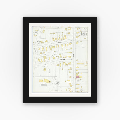 Old map wall art mockup — black gallery frame with white mat — Sanborn Fire Insurance Map from Alpena, Alpena County, Michigan (1901), Sheet #0037