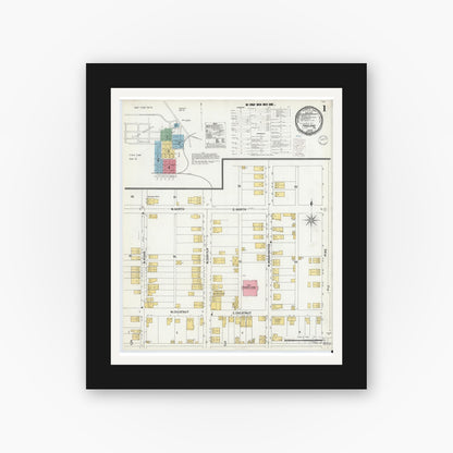 Old map wall art mockup — black gallery frame with white mat — Sanborn Fire Insurance Map from Freeland, Luzerne County, Pennsylvania (1900) - Complete Map Set